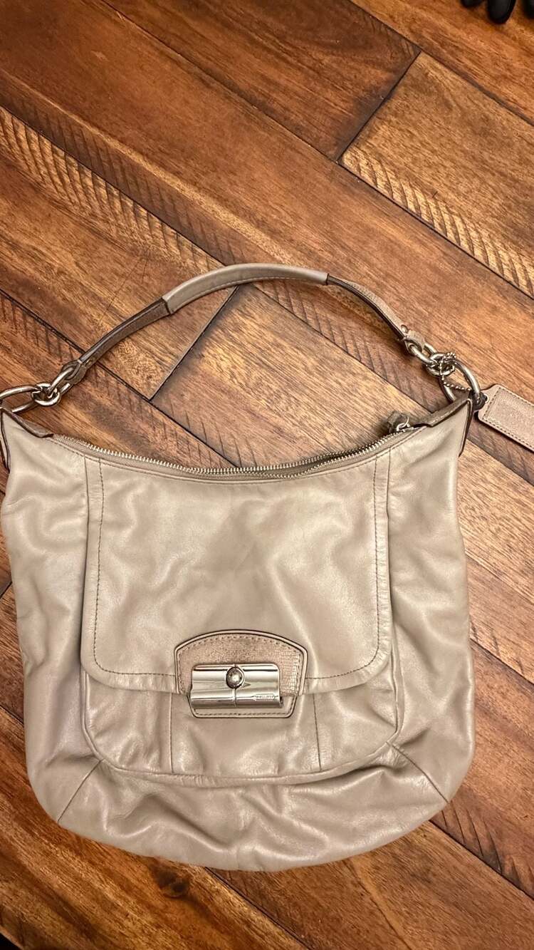 Coach Kristin Leather Hobo Shoulder Bag in Champagne/Beige